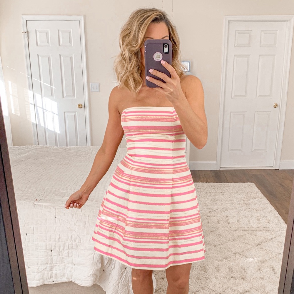 Lilly Pulitzer Sherry Strapless Dress Hotty Pink